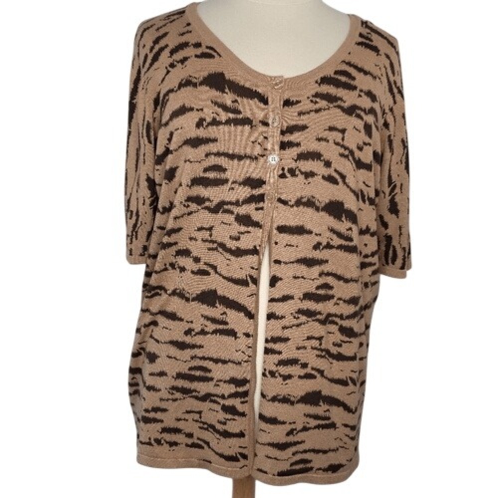 Lane Bryant Short Sleeve Animal Print Cardigan‎